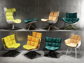 现代彩色布艺休闲椅组合3D模型