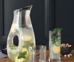 现代玻璃杯柠檬水3D模型