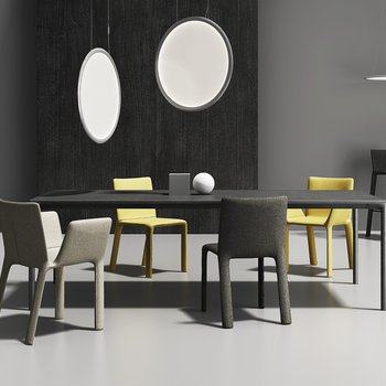 意大利 kristalia 现代餐桌椅组合3D模型