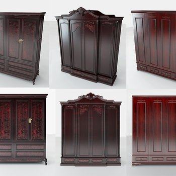 中式红木衣柜组合3D模型