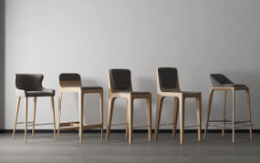 现代实木吧椅组合3D模型