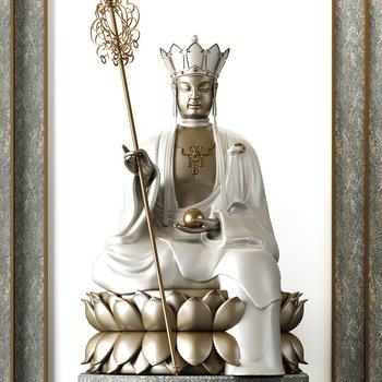 新中式地藏王菩萨雕塑摆件3D模型