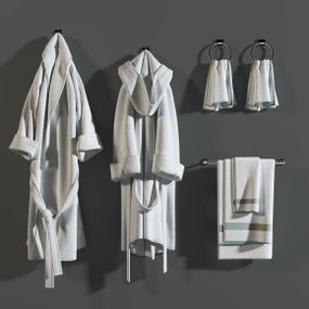 现代浴衣睡袍服饰浴巾毛巾3D模型