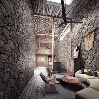 新中式民宿客厅3D模型