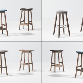 现代实木吧椅3D模型
