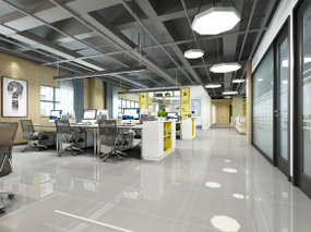 现代敞开式办公室前台休闲区3D模型