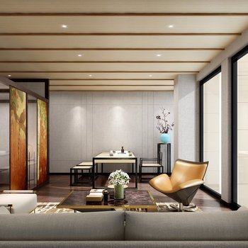 新中式售楼休闲室3D模型
