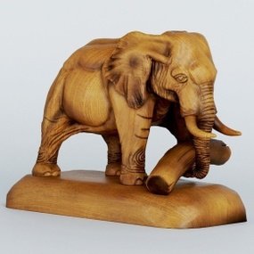 现代原木大象雕塑摆件3D模型