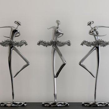 现代舞女金属雕塑摆件3D模型