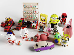 现代儿童玩具车小黄人海绵宝宝组合3D模型