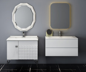 现代台盆卫浴柜镜子组合3D模型
