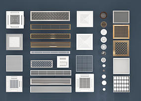 现代空调出风口排风扇组合3D模型