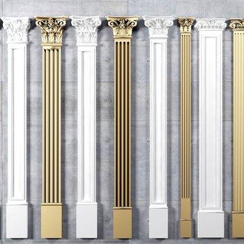 欧式罗马雕花平柱组合3D模型