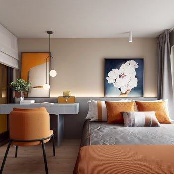 H DESIGN新作 现代小户型卧室3D模型