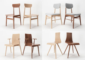 北欧实木单椅组合3D模型