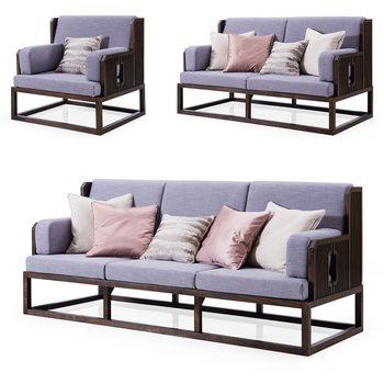 素冉 新中式沙发组合3D模型