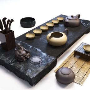 中式茶具摆件3D模型