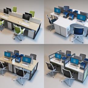现代办公桌椅3D模型
