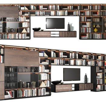 意大利 Poliform 现代电视柜书柜组合3D模型