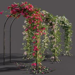 现代玫瑰花架藤蔓植物3D模型