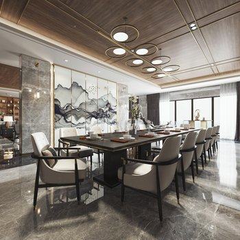新中式客餐厅 3D模型