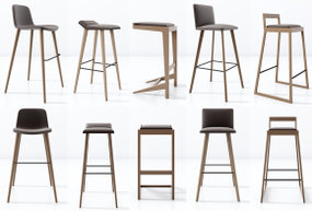 现代实木吧台椅组合3D模型