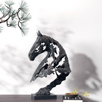 现代马头雕塑摆件3D模型
