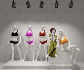 现代服装店女士内衣模特组合3D模型