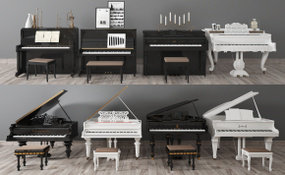 欧式钢琴组合3D模型