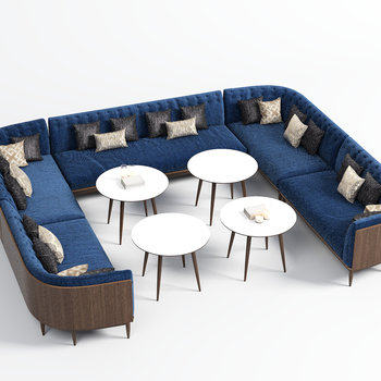 现代户外多种形式组合沙发茶几3D模型