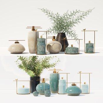 新中式花瓶饰品摆件组合3D模型