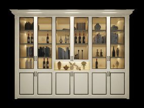 欧式实木酒柜红酒3D模型