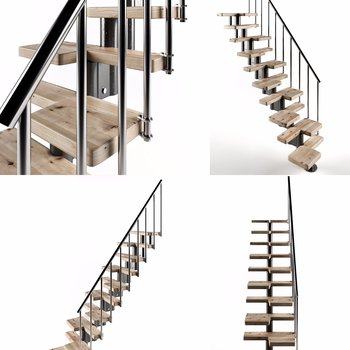 现代木质楼梯3D模型