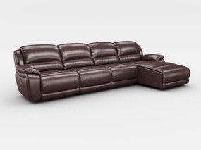 现代皮革转角多人沙发3D模型