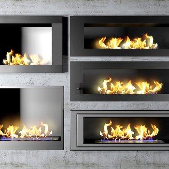 现代壁炉火火组合3D模型