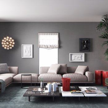 意大利MERIDIANI 现代客厅沙发组合3D模型