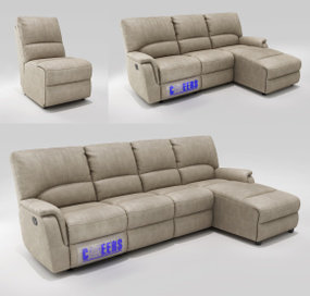 现代布艺功能多人沙发3d模型
