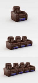 现代皮革影院公用椅3D模型