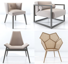 现代单人沙发单椅组合3d模型