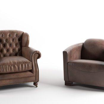 美式单人沙发组合3D模型
