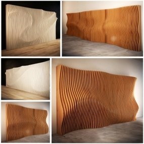 现代实木曲线面装饰墙3D模型