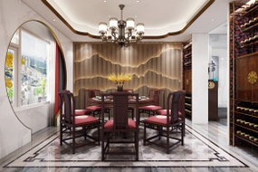 新中式餐厅玄关3d模型