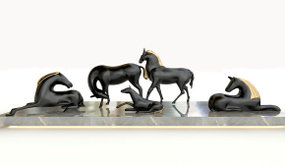 现代黑马雕塑组合3D模型