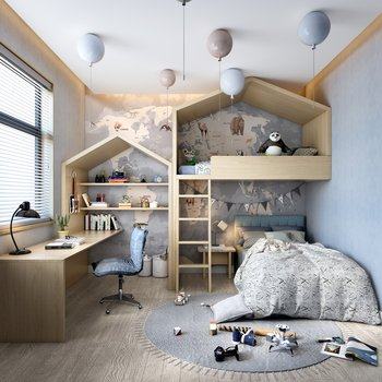 北欧儿童房3D模型