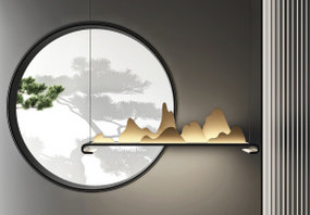 新中式假山装饰吊灯3D模型