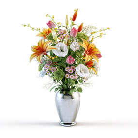 现代花瓶花卉组合3D模型