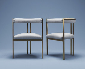 现代布艺金属扶手单椅3D模型