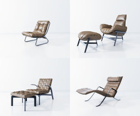 现代休闲躺椅脚踏组合3d模型