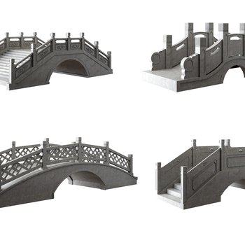 园林景观中式石拱桥3D模型