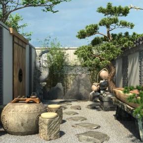 中式庭院园林3D模型